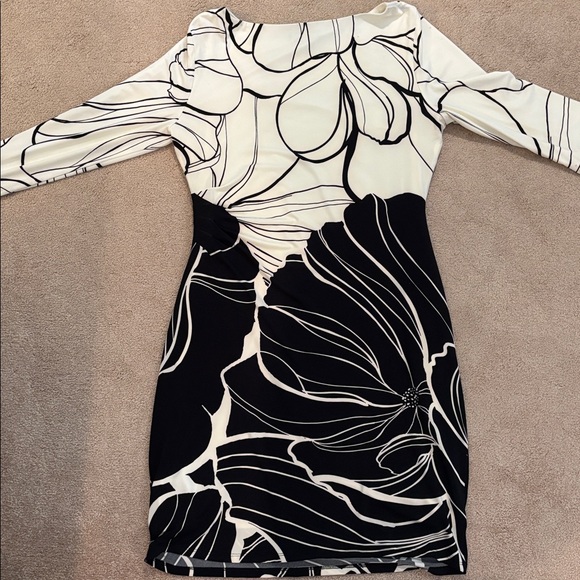 Ralph Lauren Black & winter White Long Sleeve Midi Dress -size 18. Flattering. - Picture 9 of 9